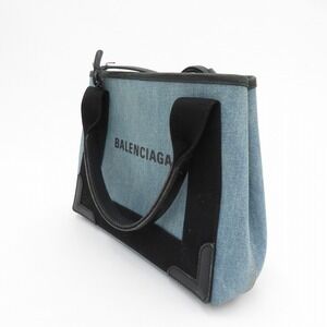 BALENCIAGA Navy Blue Cabas Denim Handbag